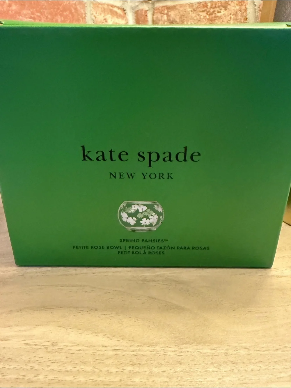 Kate Spade New York Spring Pansies Petite Rose Bowl Glass Flower Vase